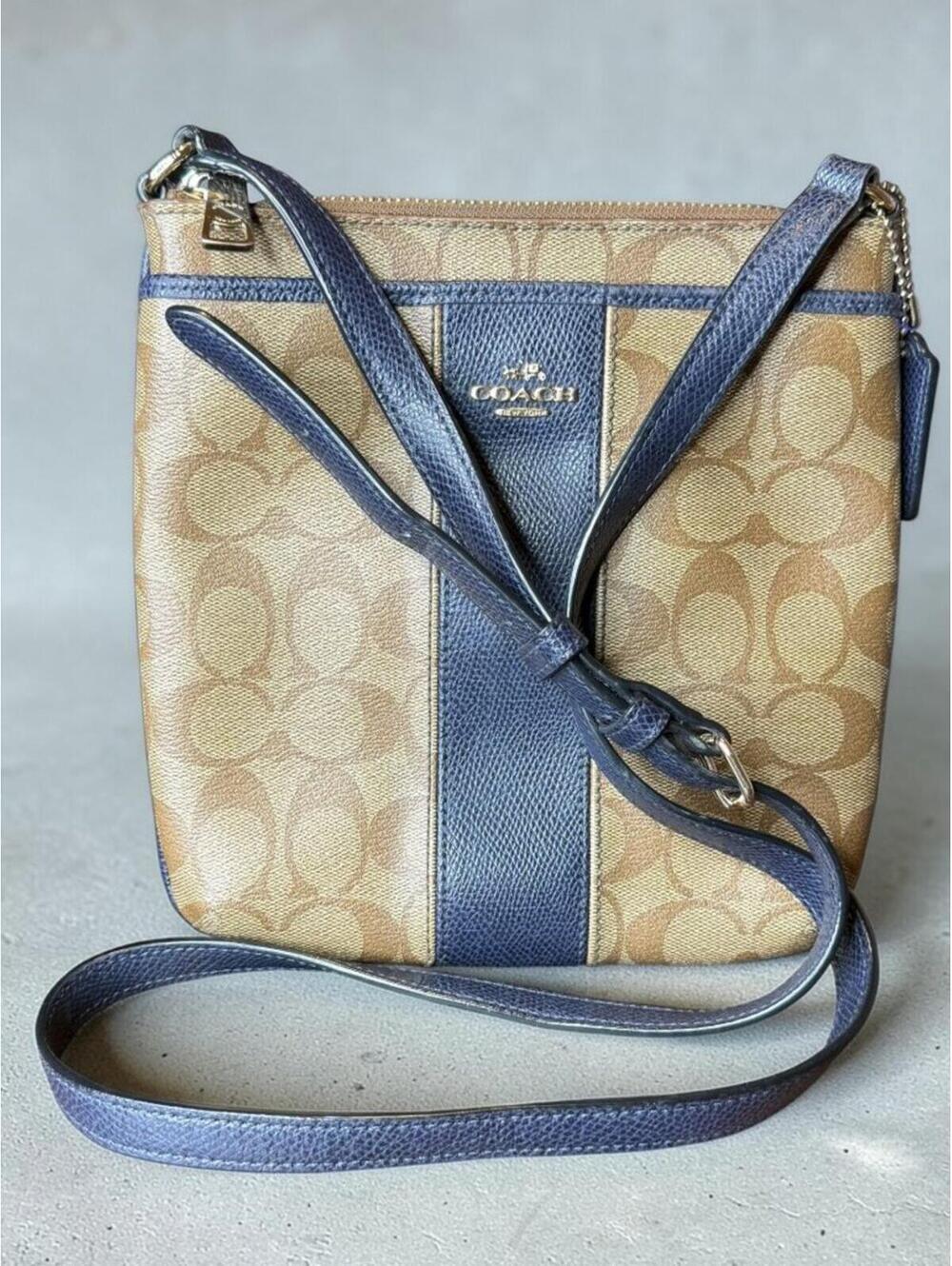 Coach North/South Crossbody Swingpack- Khaki/Midnight Navy